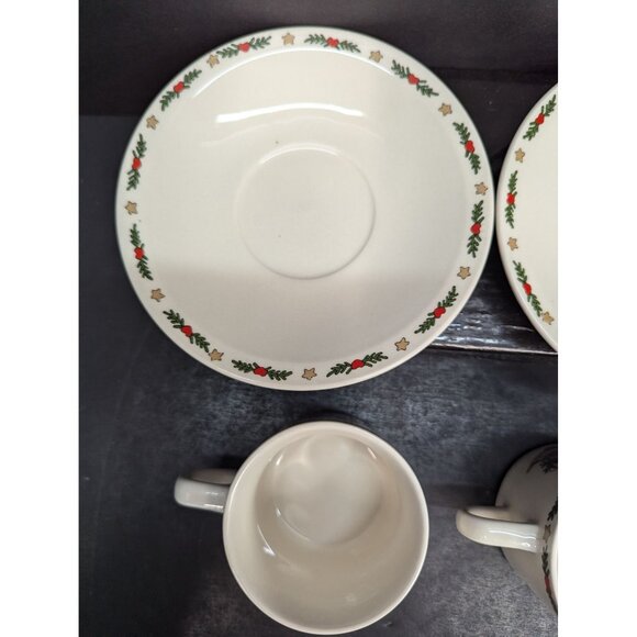 O'Christmas Tree Ten Strawberry Street Ltd Flat Cup and Saucer Set Lot of 2 - Picture 6 of 9